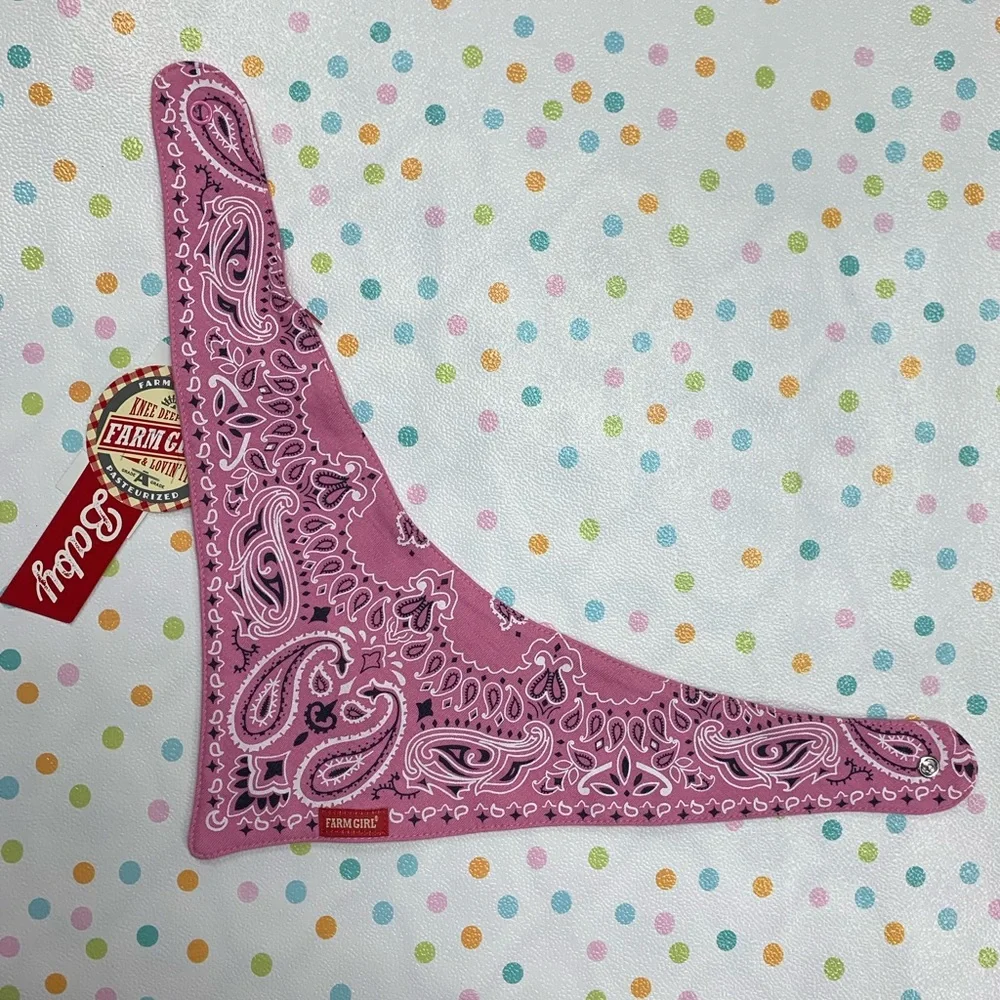 Farm Girl Brand Pink Paisley Bandana Baby Bib